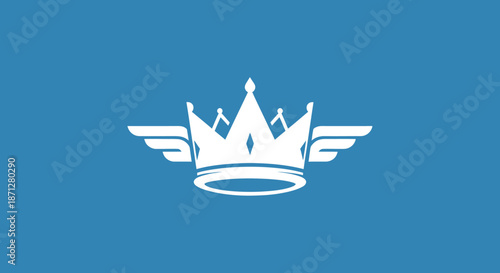 White crown with wings on blue background