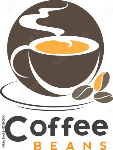 Minimalist tea and coffee logo design for cafe, bistro, and hot beverage branding, vector.