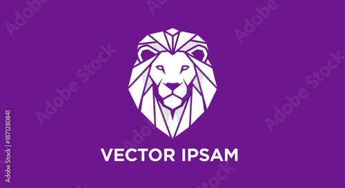 Geometric lion head on purple
