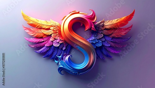Colorful Winged Letter S - A Vibrant Artistic Creation.