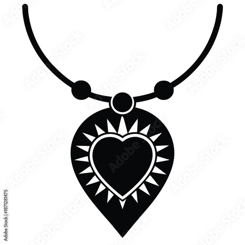 heart necklace vector icon