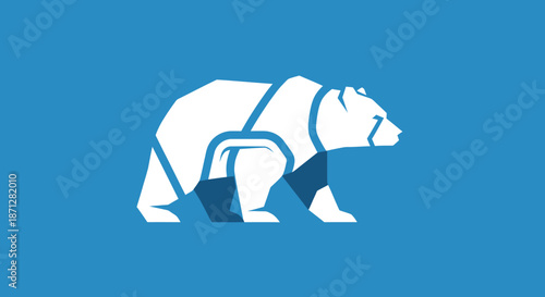 Stylized white bear on blue
