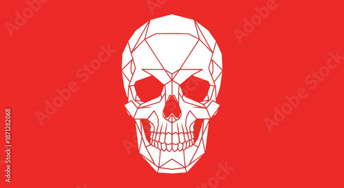 Geometric skull, red background