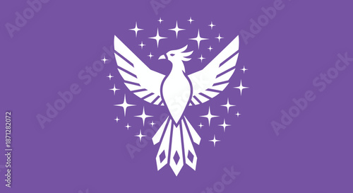 White phoenix emblem on a purple field surrounded by stars