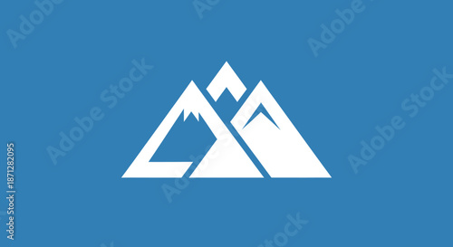 White, stylized mountain range against a solid blue background