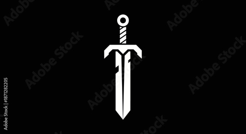 White sword icon on black