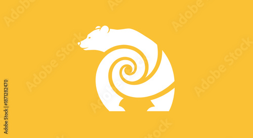 White bear with spiral design on yellow