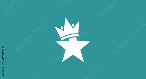 White star with crown atop a teal background, simple graphic