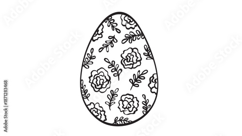 Floral decorated easter egg illustration perfect for spring designs on transparent background silhouette