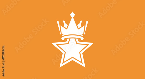 White star crowned on a solid orange background, simple design