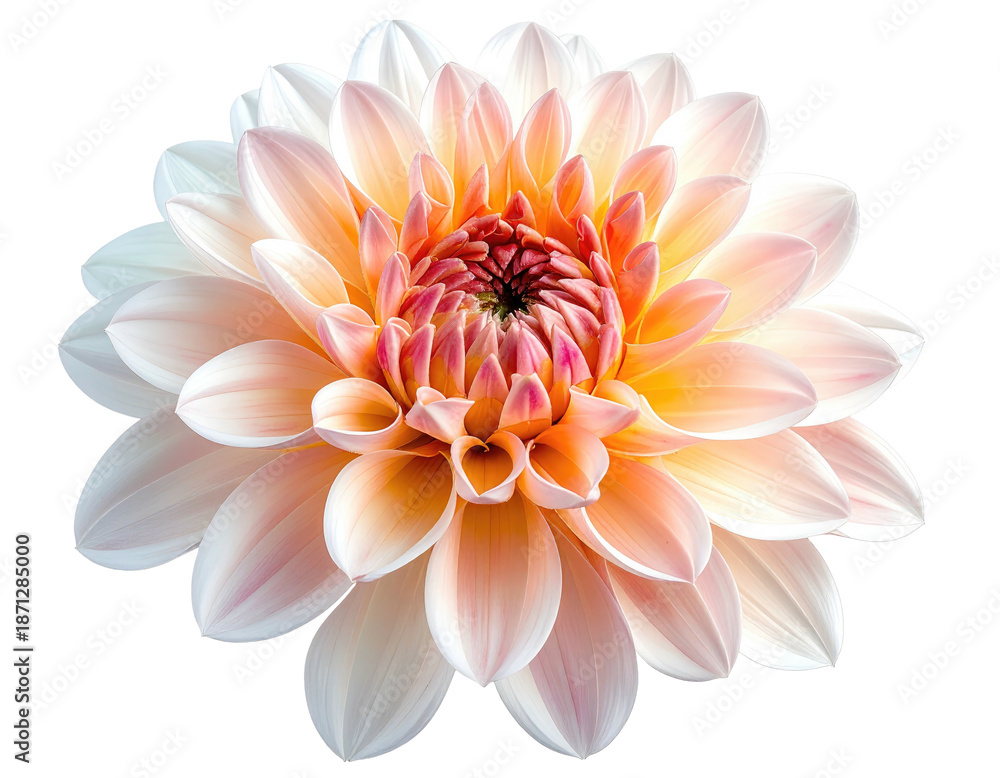 Obraz premium Close-up of a perfectly bloomed flower, creamy petals radiating from vibrant center