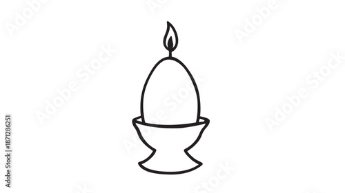 Simple hand drawn candle in a holder on transparent background silhouette