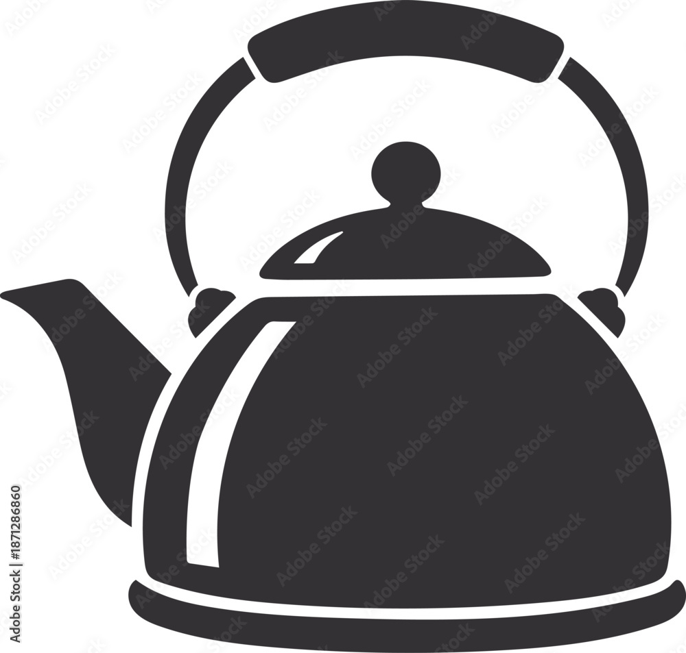 Obraz premium Tea Kettle Silhouette Icon – Minimal Vector