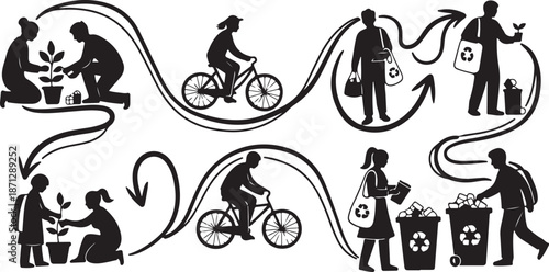 Eco friendly lifestyle and recycling concept illustration