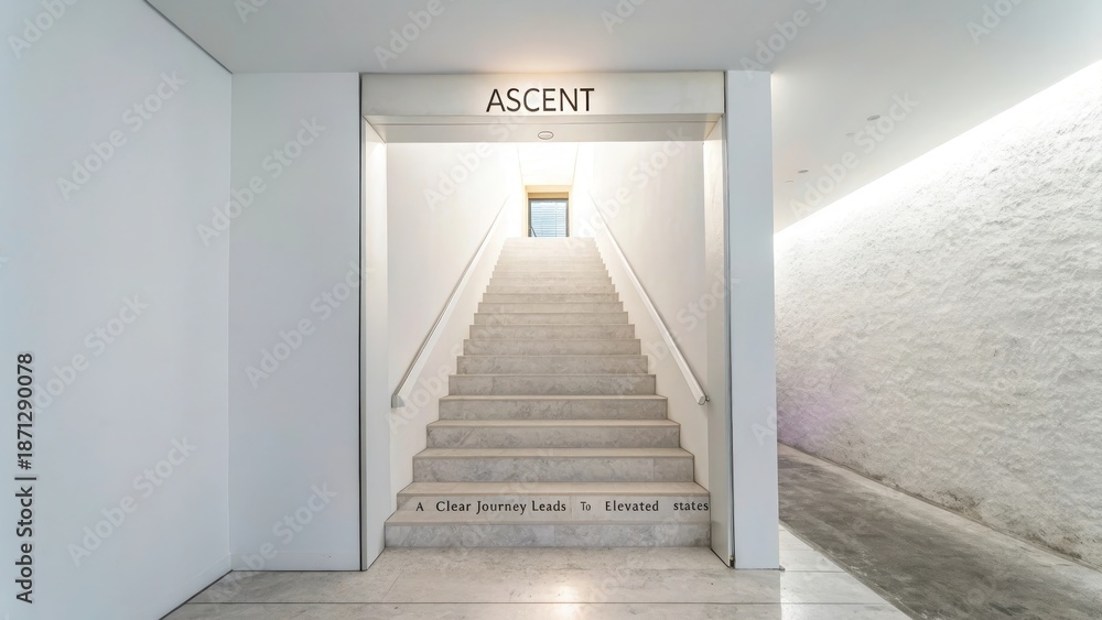 Obraz premium A minimalist stairway leading upward towards a bright opening, symbolizing ascent and progress