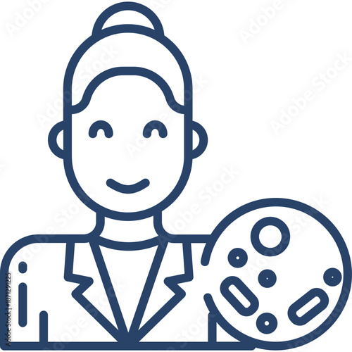 Scientist examining bacteria in petri dish icon