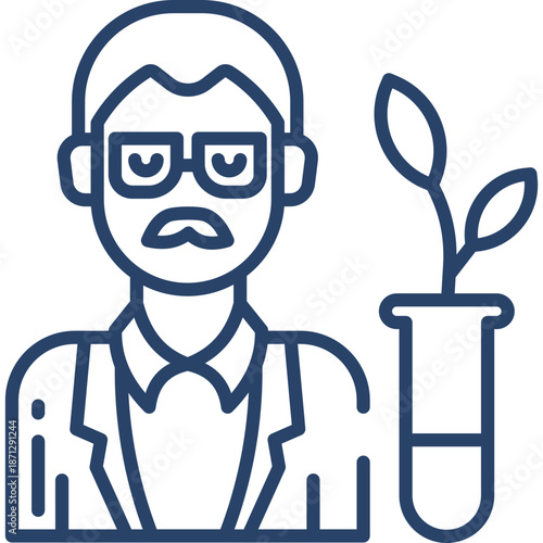 Scientist Icon with Plant in Test Tube