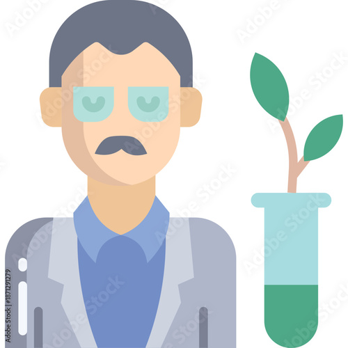 Scientist with Plant in Test Tube Icon
