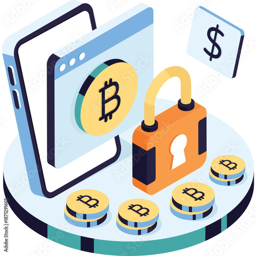 Secure Bitcoin Investment and Digital Asset Protection Concept