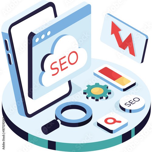 SEO Optimization Concept with Mobile Device and Data Graphics