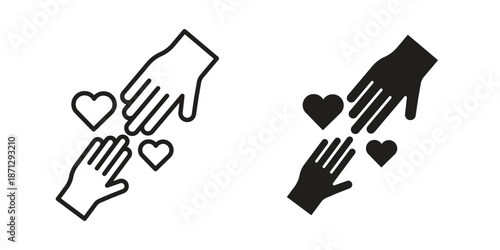 Philanthropy icons in black glyph and liner versions for design.