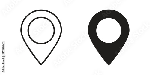 Pin icons in black glyph and liner versions for design.