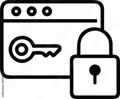 A line style icon showing cyber security