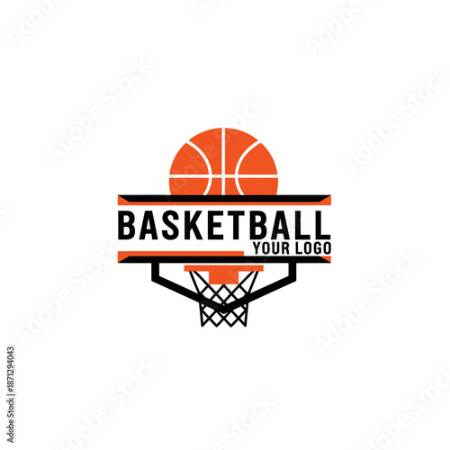 Dynamic basketball logo with modern design elements showcasing sport energy