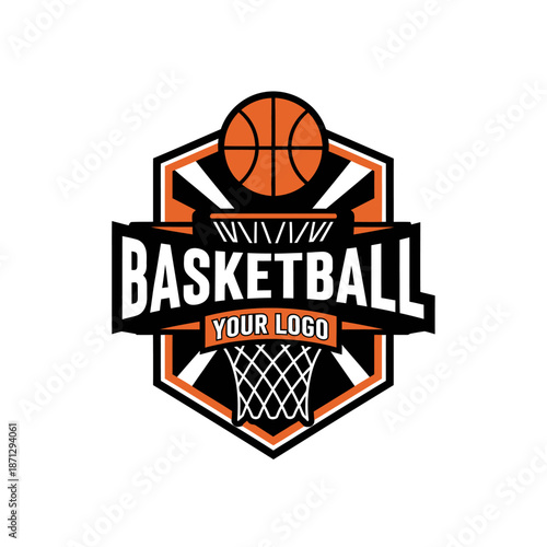 Dynamic basketball sports logo with modern design and vibrant colors