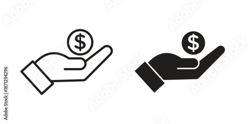 Profit icons in black glyph and liner versions for design.