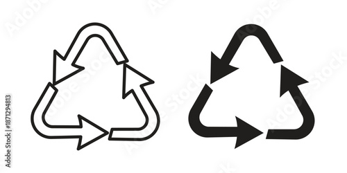 Recycling icons in black glyph and liner versions for design.
