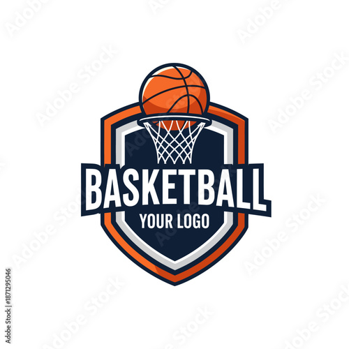 Dynamic basketball logo featuring a vibrant orange basketball and modern