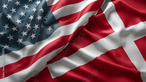 Cultural exchange event denmark and united states of america flags greenland representation indoor display artistic perspective