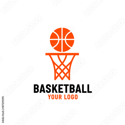 Dynamic basketball logo featuring a stylized basketball and hoop with modern