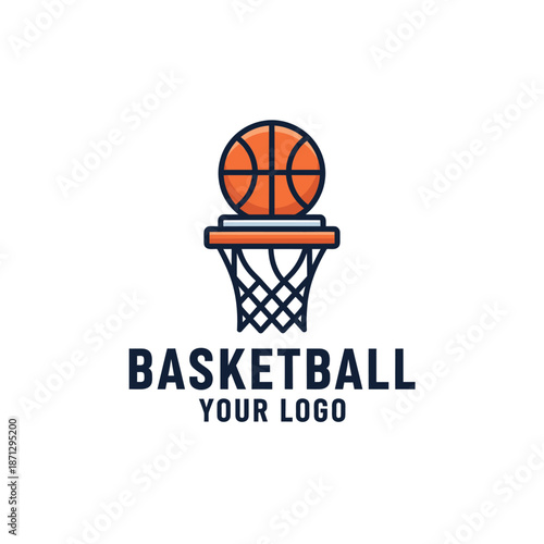 Dynamic basketball logo featuring a stylized ball seamlessly connected to a