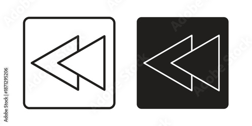 Rewind button icons in black glyph and liner versions for design.