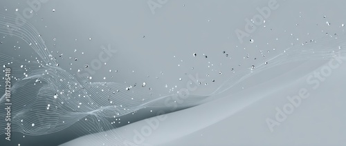 Abstract flowing lines background with sparkling particles in soft light