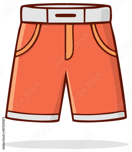 Simple cartoon illustration of orange summer shorts with a belt