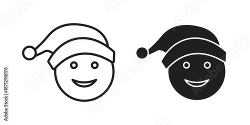 Santa Claus icons in black glyph and liner versions for design.