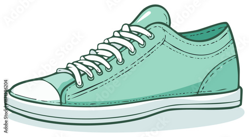 Mint green canvas sneaker with white laces and sole