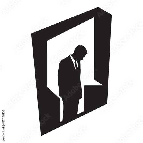 Businessman Behind Desk Icon Representing Management and Office Authority