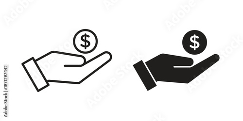 Savings icons in black glyph and liner versions for design.