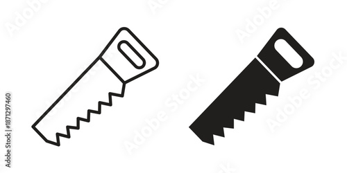 Saw icons in black glyph and liner versions for design.