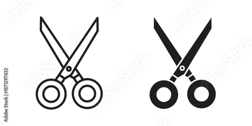 Scissors icons in black glyph and liner versions for design.