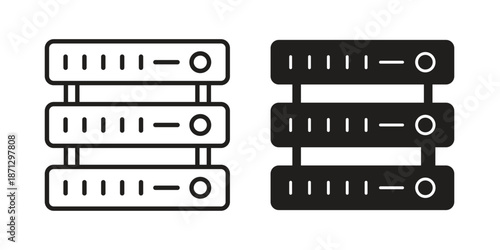 Server icons in black glyph and liner versions for design.