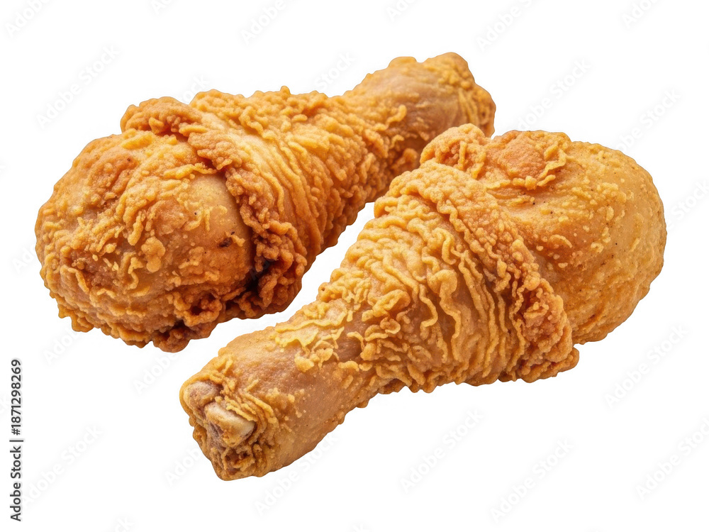 Fototapeta premium Crispy fried chicken drumsticks isolated on transparent background
