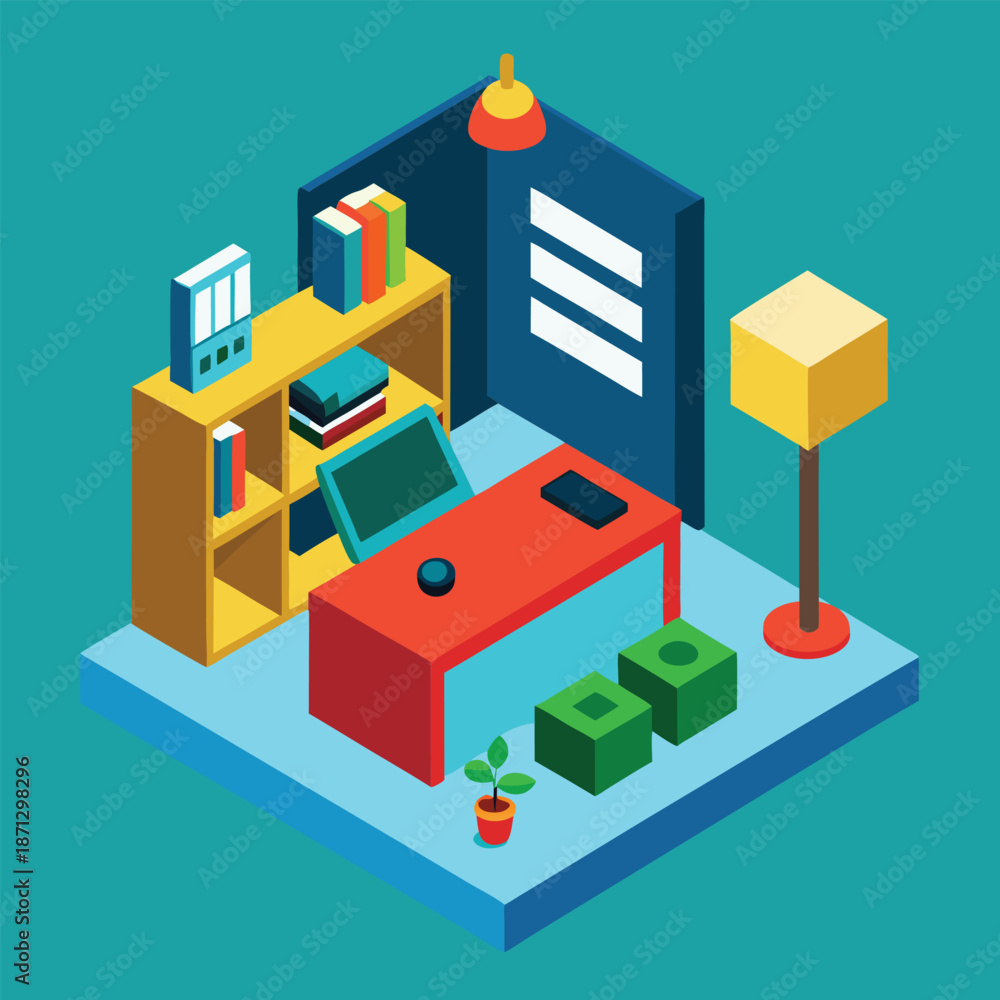 Fototapeta premium Colorful Home Office Setup