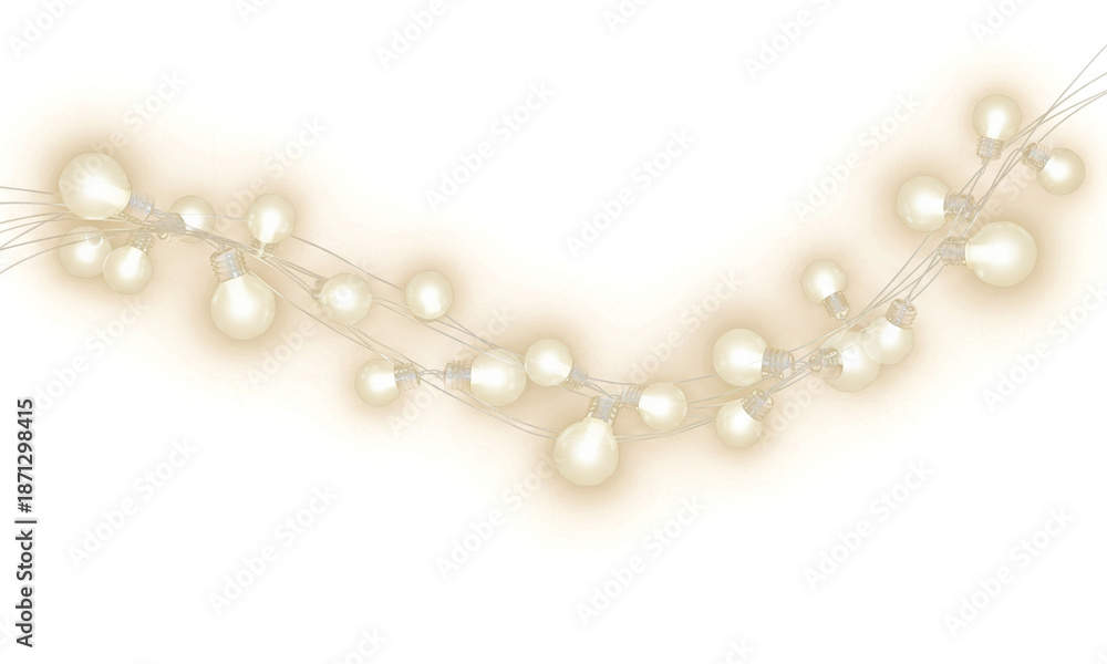 Obraz premium Soft Golden Decorative Light String Isolated PNG