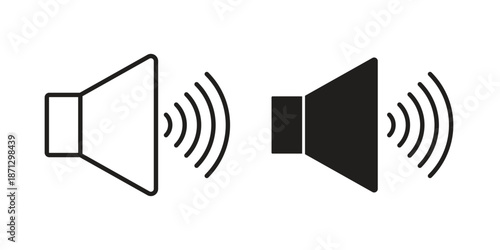 Speaker icons in black glyph and liner versions for design.