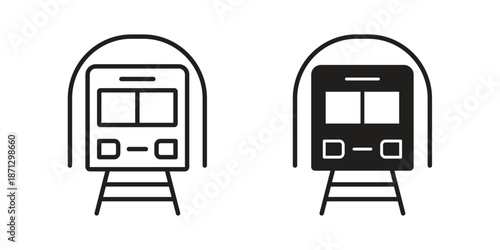 Subway icons in black glyph and liner versions for design.